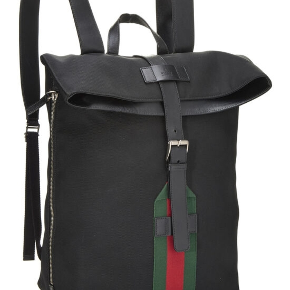 Gucci Black Backpack with Signature Stripe